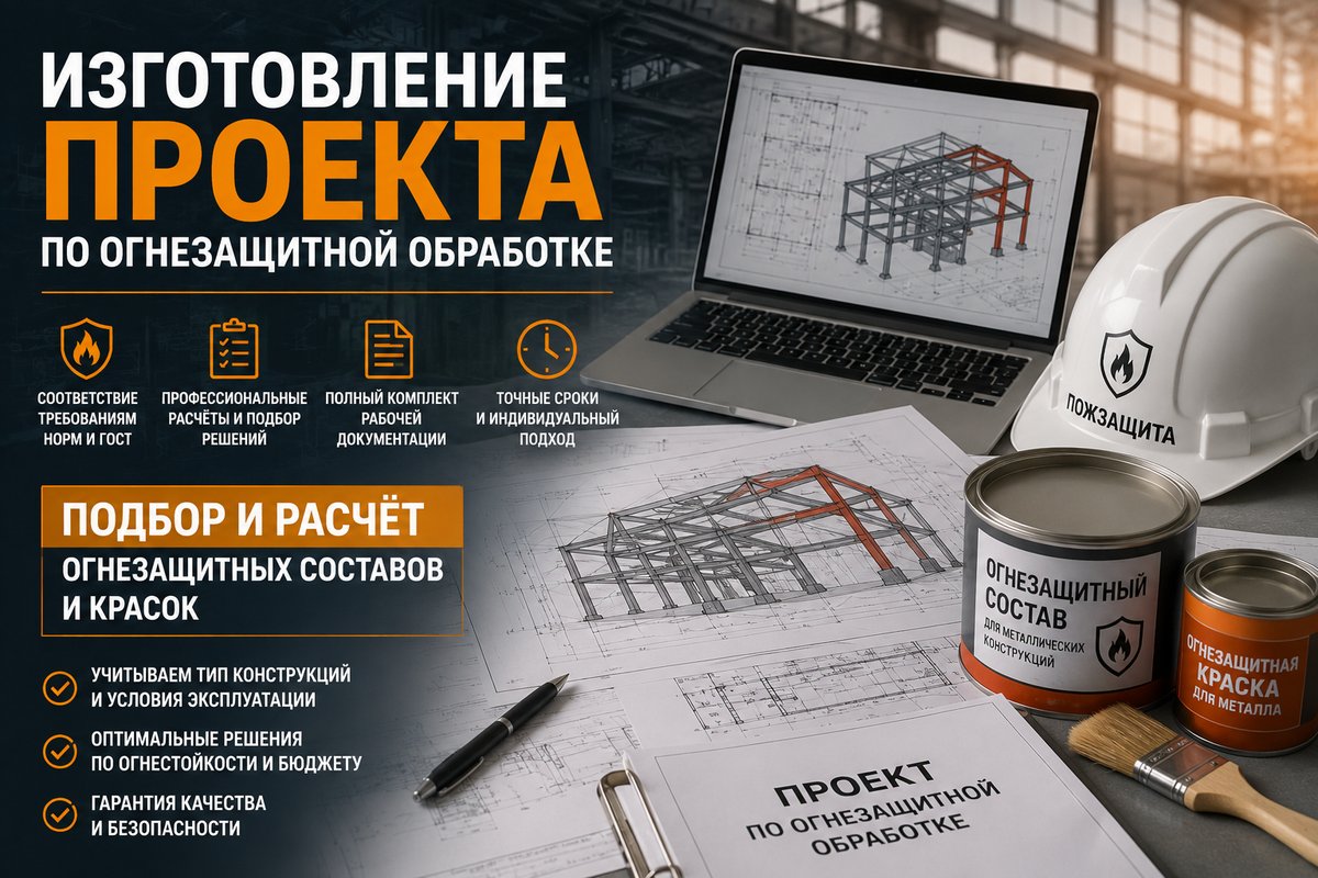 Изготовление проекта по огнезащитной обработке, подбор и расчёт составов и красок