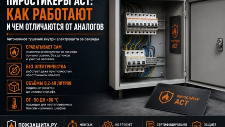 Пиростикер АСТ внутри электрощита, автономное устройство пожаротушения